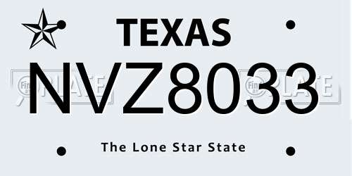 NVZ8033 Texas License Plate