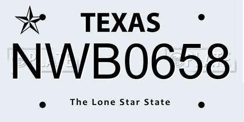 NWB0658 Texas License Plate