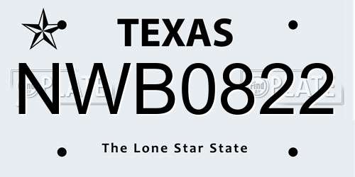 NWB0822 Texas License Plate
