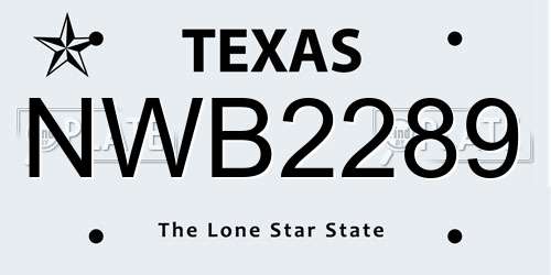 NWB2289 Texas License Plate