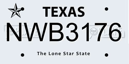 NWB3176 Texas License Plate