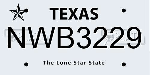 NWB3229 Texas License Plate