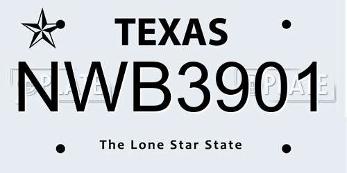 NWB3901 Texas License Plate
