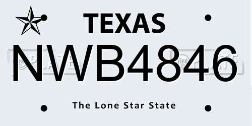 NWB4846 Texas License Plate