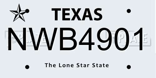 NWB4901 Texas License Plate