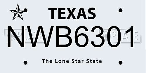 NWB6301 Texas License Plate