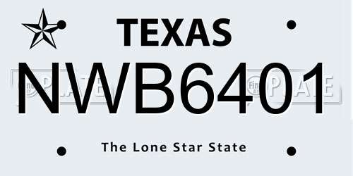 NWB6401 Texas License Plate