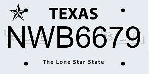 NWB6679 Texas License Plate