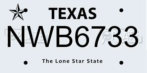 NWB6733 Texas License Plate