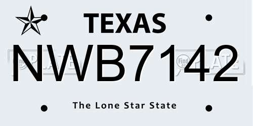 NWB7142 Texas License Plate