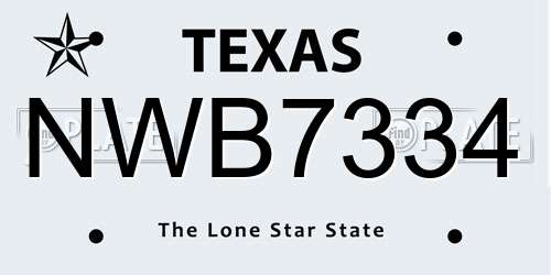 NWB7334 Texas License Plate