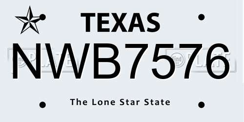 NWB7576 Texas License Plate