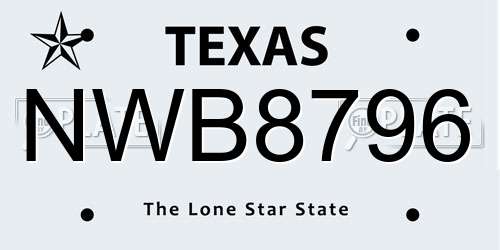 NWB8796 Texas License Plate