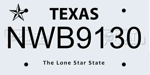 NWB9130 Texas License Plate
