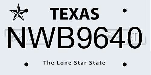 NWB9640 Texas License Plate