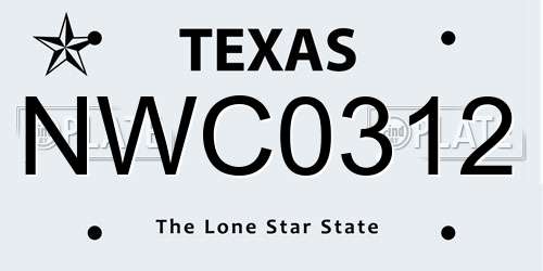 NWC0312 Texas License Plate