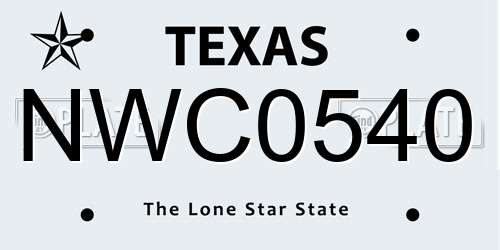 NWC0540 Texas License Plate