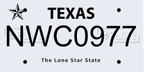 NWC0977 Texas License Plate
