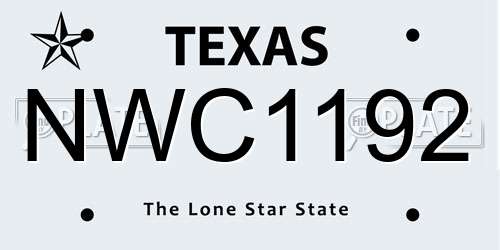 NWC1192 Texas License Plate