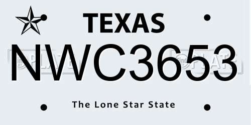 NWC3653 Texas License Plate
