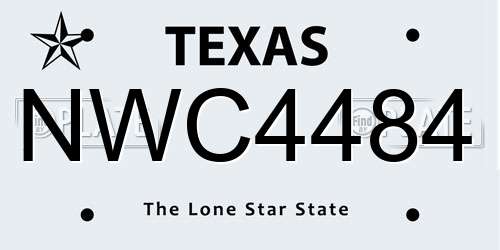 NWC4484 Texas License Plate