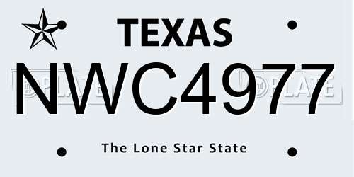 NWC4977 Texas License Plate
