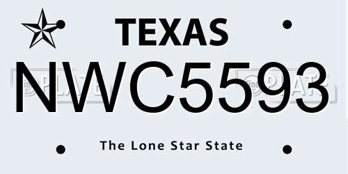 NWC5593 Texas License Plate