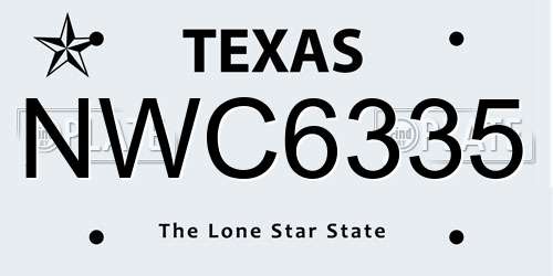 NWC6335 Texas License Plate