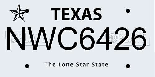 NWC6426 Texas License Plate