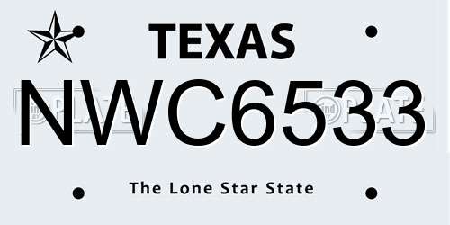 NWC6533 Texas License Plate