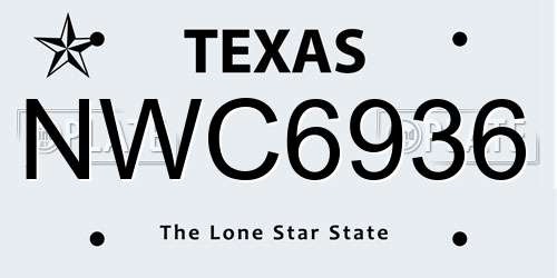 NWC6936 Texas License Plate