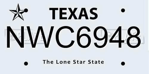 NWC6948 Texas License Plate