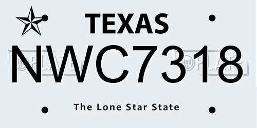 NWC7318 Texas License Plate