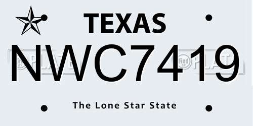 NWC7419 Texas License Plate