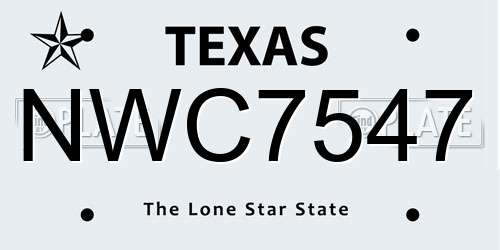 NWC7547 Texas License Plate