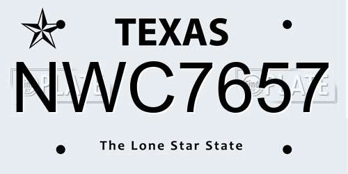 NWC7657 Texas License Plate