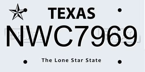 NWC7969 Texas License Plate