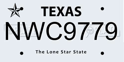 NWC9779 Texas License Plate