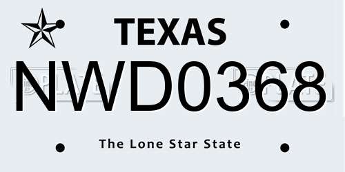 NWD0368 Texas License Plate