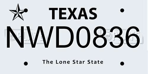 NWD0836 Texas License Plate