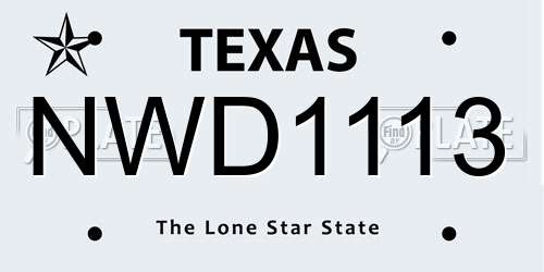 NWD1113 Texas License Plate