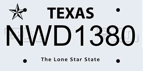NWD1380 Texas License Plate