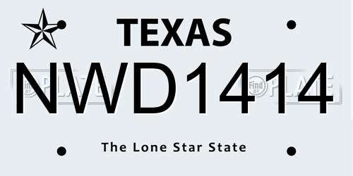 NWD1414 Texas License Plate