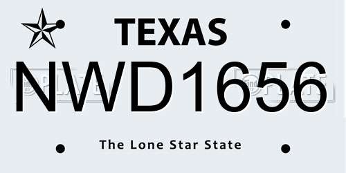NWD1656 Texas License Plate