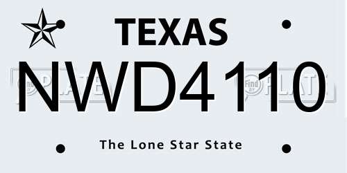 NWD4110 Texas License Plate