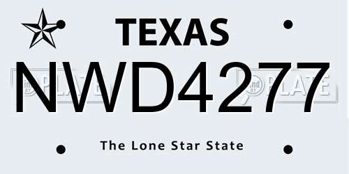 NWD4277 Texas License Plate