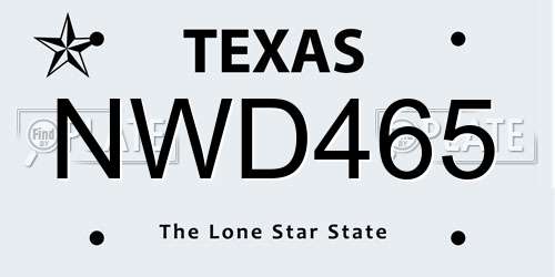 NWD465 Texas License Plate
