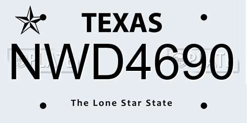 NWD4690 Texas License Plate