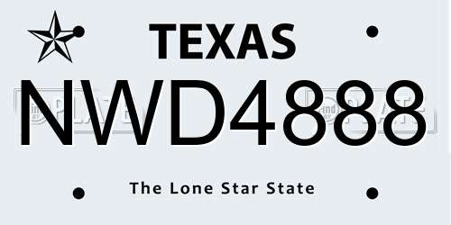 NWD4888 Texas License Plate