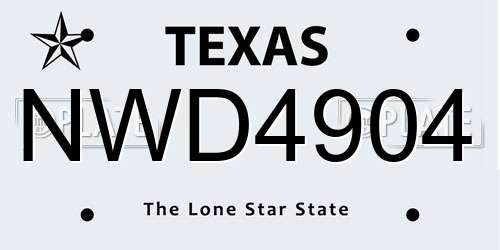 NWD4904 Texas License Plate